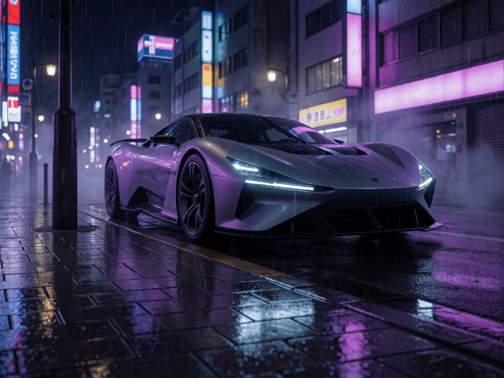 Grok Image 2.0 futuristic sports car scene
